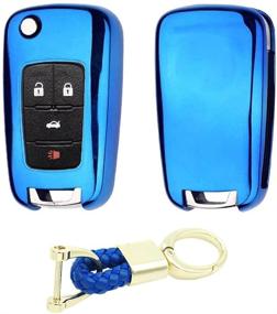 img 1 attached to 🔑 ROYALFOX(TM) TPU Flip Remote Key Fob Case Cover for Chevrolet Camaro Cruze Equinox Malibu SS Sonic Spark Volt Aveo Epica SAIL 3, Buick Lacrosse Encore GL8 Regal Excelle (Blue) - Comprehensive Protection!