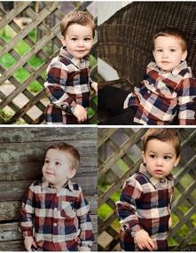 img 2 attached to 👕 Arshiner Toddler Boys Girls Plaid Flannel Shirt: Long Sleeve Button-Down T-Shirt for Kids - Trendy and Stylish Tops