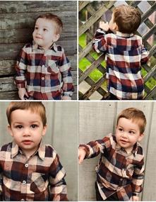 img 3 attached to 👕 Arshiner Toddler Boys Girls Plaid Flannel Shirt: Long Sleeve Button-Down T-Shirt for Kids - Trendy and Stylish Tops