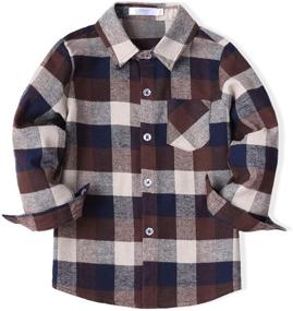 img 4 attached to 👕 Arshiner Toddler Boys Girls Plaid Flannel Shirt: Long Sleeve Button-Down T-Shirt for Kids - Trendy and Stylish Tops