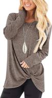 👕 comfy & stylish women's long sleeve shirts: solid twist front tunic tops for casual wear with leggings logo