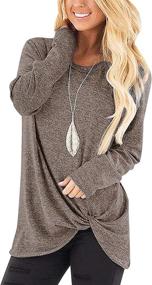 img 4 attached to 👕 Comfy & Stylish Women's Long Sleeve Shirts: Solid Twist Front Tunic Tops for Casual Wear with Leggings