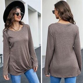 img 3 attached to 👕 Comfy & Stylish Women's Long Sleeve Shirts: Solid Twist Front Tunic Tops for Casual Wear with Leggings