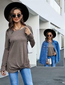 img 2 attached to 👕 Comfy & Stylish Women's Long Sleeve Shirts: Solid Twist Front Tunic Tops for Casual Wear with Leggings