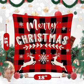 img 3 attached to 🎄 Rustic Black and Red Plaid Christmas Pillow Covers Set - 18x18, Merry Christmas Home Decorations