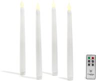 10-inch flameless taper candles with timer: set of 4 battery operated candlesticks, white wax, led light, holiday/winter decor - batteries & remote included логотип