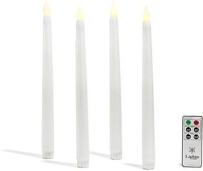 img 4 attached to 10-Inch Flameless Taper Candles with Timer: Set of 4 Battery Operated Candlesticks, White Wax, LED Light, Holiday/Winter Decor - Batteries & Remote Included