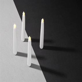 img 2 attached to 10-Inch Flameless Taper Candles with Timer: Set of 4 Battery Operated Candlesticks, White Wax, LED Light, Holiday/Winter Decor - Batteries & Remote Included