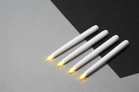 img 3 attached to 10-Inch Flameless Taper Candles with Timer: Set of 4 Battery Operated Candlesticks, White Wax, LED Light, Holiday/Winter Decor - Batteries & Remote Included