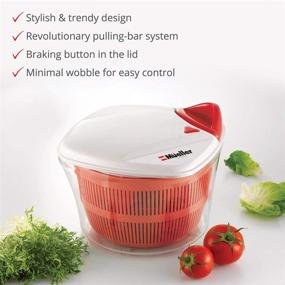 img 3 attached to 🥗 Mueller Large 5L Salad Spinner Vegetable Washer & Dryer with Bowl, Anti-Wobble Technology, Lockable Colander Basket, Smart Lock Lid - Lettuce Washer and Dryer - Easy Drainage and Compact Storage