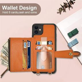 img 1 attached to 📱 ZVE Rivet Wallet Case with Credit Card Holder and Strap for iPhone 12 Pro/iPhone 12 6.1 inch- Brown