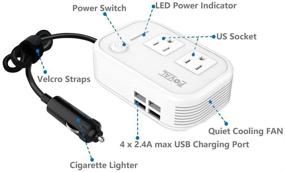 img 3 attached to 🚗 FOVAL 200W автомобильный инвертор питания 12V DC в 110V AC конвертер с 4 портами USB зарядное устройство (белый) - улучшенный SEO.