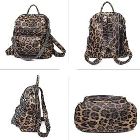 img 1 attached to 🐆 Leopard Print PU Leather Backpack Handbag for Women - Multipurpose Fashion Purse, Shoulder Bag, and Travel Bag