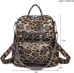 img 3 attached to 🐆 Leopard Print PU Leather Backpack Handbag for Women - Multipurpose Fashion Purse, Shoulder Bag, and Travel Bag