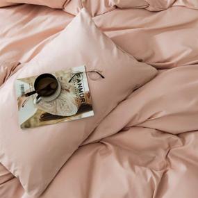 img 1 attached to Blush Pink Aesthetic Queen Duvet Cover Set - ROOMLIFE Hotel Microfiber Bedding, Lightweight Summer Comforter, Durable, Full Size - Pink Comforter Cover for Girls, Queen Size