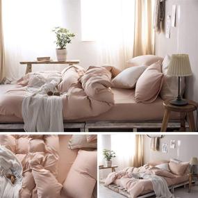 img 2 attached to Blush Pink Aesthetic Queen Duvet Cover Set - ROOMLIFE Hotel Microfiber Bedding, Lightweight Summer Comforter, Durable, Full Size - Pink Comforter Cover for Girls, Queen Size