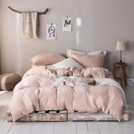 blush pink aesthetic queen duvet cover set - roomlife hotel microfiber bedding, lightweight summer comforter, durable, full size - pink comforter cover for girls, queen size logo