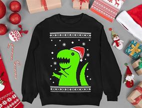 img 1 attached to 🦖 Kids Long Sleeve T-Shirt - Big Trex Santa Ugly Christmas Sweatshirt Dinosaur