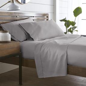 img 4 attached to 🛏️ Premium Grey Silver King-Size Bed Sheets - Westbrooke Linen, 500 Thread Count Sateen Weave, 4 Piece Natural Cotton Bedding Set, Soft & Elasticized Deep Pocket Bottom Sheet, Oeko-Tex Certified