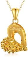 💛 18k solid gold hollow-out love heart necklace for women - genuine gold pendant jewelry; ideal anniversary, birthday gifts for her, mom, wife, girls logo