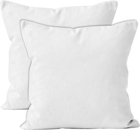 img 4 attached to Encasa Homes 18x18 inch Solid White Throw Pillow Cover 2pc Set - Dyed Cotton Canvas Square Accent Decorative Cushion Case for Couch, Sofa, Chair, Bed, and Home
