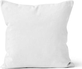 img 3 attached to Encasa Homes 18x18 inch Solid White Throw Pillow Cover 2pc Set - Dyed Cotton Canvas Square Accent Decorative Cushion Case for Couch, Sofa, Chair, Bed, and Home