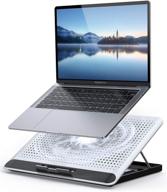 🖥️ lamicall laptop cooler stand: adjustable portable cooling pad with fan for macbook, dell xps, hp alienware, and notebooks up to 17 inches - silver logo