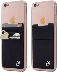 img 4 attached to 📱 Stretchy Cell Phone Stick on Wallet Card Holder Phone Pocket for iPhone, Android, and All Smartphones - Black