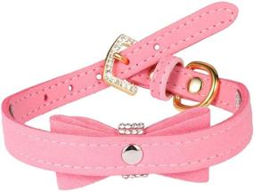 img 2 attached to 🐶 LOVPE Crystal Velvet Leather Dog/Cat Collar with Bow-Knot Tie – Rhinestone Puppy/Kitten Collars for Small Dogs & Cats