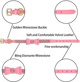 img 3 attached to 🐶 LOVPE Crystal Velvet Leather Dog/Cat Collar with Bow-Knot Tie – Rhinestone Puppy/Kitten Collars for Small Dogs & Cats