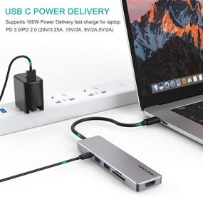 img 2 attached to WAVLINK USB C Hub Multiport Adapter: 4K HDMI Display, 100W Power Delivery, 2 USB 3.0 Ports, SD/Micro SD Card Reader for MacBook Pro, XPS & More Type C Devices