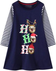 img 2 attached to Girls' Cotton Christmas Dresses with Sleeves: Stylish Clothing for the Holidays