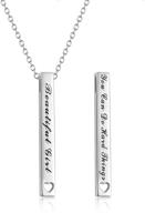 925 sterling silver vertical bar 🌟 necklace: personalized inspirational jewelry gift for women logo