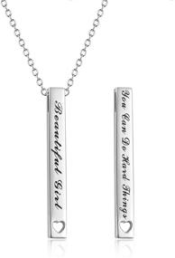 img 4 attached to 925 Sterling Silver Vertical Bar 🌟 Necklace: Personalized Inspirational Jewelry Gift for Women