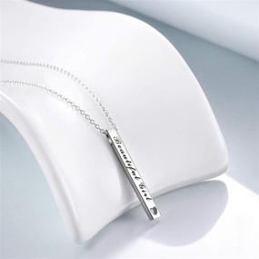 img 2 attached to 925 Sterling Silver Vertical Bar 🌟 Necklace: Personalized Inspirational Jewelry Gift for Women