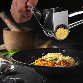 img 2 attached to 🧀 Stainless Steel Rotary Cheese Grater with Block Shredder Slicer - Handheld Vegetable Cutter and Sharp Drum, 1 Grater & 1 Drum included