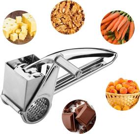 img 1 attached to 🧀 Stainless Steel Rotary Cheese Grater with Block Shredder Slicer - Handheld Vegetable Cutter and Sharp Drum, 1 Grater & 1 Drum included