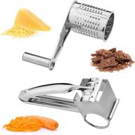 🧀 stainless steel rotary cheese grater with block shredder slicer - handheld vegetable cutter and sharp drum, 1 grater & 1 drum included logo