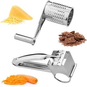 img 4 attached to 🧀 Stainless Steel Rotary Cheese Grater with Block Shredder Slicer - Handheld Vegetable Cutter and Sharp Drum, 1 Grater & 1 Drum included