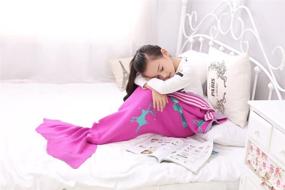 img 1 attached to 🧜 Kiddom Mermaid Blanket, Knit Crochet Fish Tail Thicken Sofa Sleeping Blanket - Rose (59.05"x31.49") - All Season
