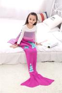 🧜 kiddom mermaid blanket, knit crochet fish tail thicken sofa sleeping blanket - rose (59.05"x31.49") - all season logo