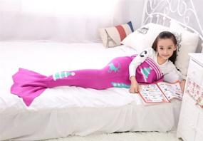 img 3 attached to 🧜 Kiddom Mermaid Blanket, Knit Crochet Fish Tail Thicken Sofa Sleeping Blanket - Rose (59.05"x31.49") - All Season