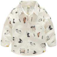 abolai boys' dinosaur pattern woven shirt | short sleeve with one pocket | size 4-5 year (110#) | 2-white logo