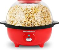 🍿 попкорномашина elite gourmet fast hot air: 1200вт электрическая машина для попкорна с мерной колбой и разворотной миской, красная, сертифицирована etl, вместимостью 3 кв. логотип