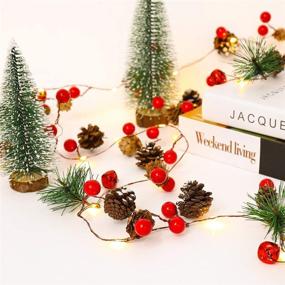 img 2 attached to 🎄 Exquisite Christmas String Lights: 6.5 ft Pinecone Bell Red Berry Garland with Battery Operated Fairy Lights - Perfect for Festive Decorations, Holiday Parties, Patios, Gardens, and New Year Celebrations!