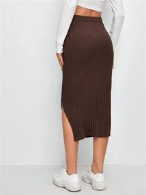 img 3 attached to 👗 SheIn Women's Basic Plain Ribbed Knit Split Stretchy Pencil Bodycon Midi Skirt: Stylish and Versatile Wardrobe Essential