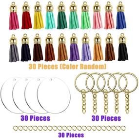 img 3 attached to 🔑 120 Pieces 2 Inch Clear Acrylic Keychain Blanks with Hole - Includes 30 Silver Tassels and 30 Keychain Rings - Ideal for DIY Keepsake, Monogram Keychains