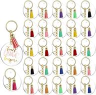 🔑 120 pieces 2 inch clear acrylic keychain blanks with hole - includes 30 silver tassels and 30 keychain rings - ideal for diy keepsake, monogram keychains logo