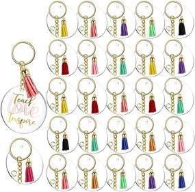 img 4 attached to 🔑 120 Pieces 2 Inch Clear Acrylic Keychain Blanks with Hole - Includes 30 Silver Tassels and 30 Keychain Rings - Ideal for DIY Keepsake, Monogram Keychains