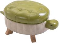 kelendle animal footstool turtle ottoman: luxurious pu leather pouf foot stool rest for living room, bedroom, sofa - large grass green design logo